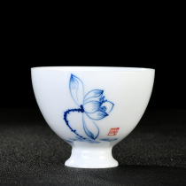 Jingdezhen Ceramic Kung Fu tea cup Single cup Master cup Individual cup Hand-painted lotus lotus fish tea cup Tea set Japanese style