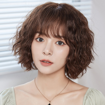  Wig Female short hair micro-curly short curly hair Wool curly wig set Female real hair fluffy natural real hair full headgear