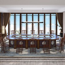 Hotel Electric Dining Table Large Oval Table Rectangular Hotel Long Table Swivel Conveyor Belt Hotpot Table 20 people 1216d