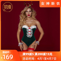 JSY High-end Christmas Show Uniforms Private Room Reindeer Elk Clothing Cos Plush Smears High Fork One-piece Dress Nightclub Clothes
