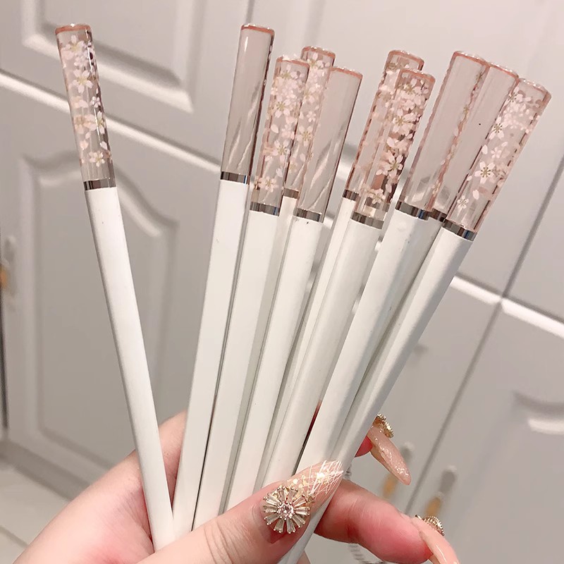 箸琥珀桜ハイエンド合金箸パーソナライズノンスリップ日本箸家庭用抗菌高温耐性高速子供箸