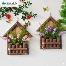 Wall-mounted flowerpot flower basket wall hanging flower arrangement Rattan woven wall wall-mounted wall decorative flower basket Rattan