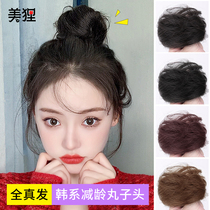 Real hair hair ring meatball hair decoration wig female disc hair artifact fluffy lazy Hanfu ancient style hair bag wig ring