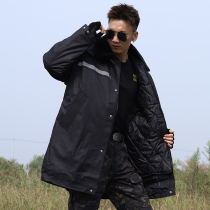 Glistening strips cotton coat mens medium long section thickened anti-cold and warm waterproof security cotton coat cotton clothes women