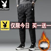 Playboy down cotton pants Mens fashion brand casual slim fit thickened warm outdoor autumn and winter large size long pants