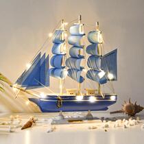 Mediterranean Sea Sails Smooth Sailing Swing Piece Crafts Emulated Solid Wood Model Office Decoration Send Friend Presents