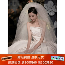 Satin wedding dress 2021 new tail small temperament bride forest French light main wedding dress super fairy summer