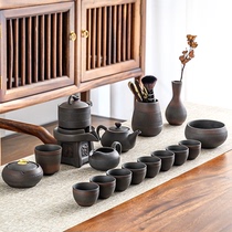 Purple clay tea set set Household living room simple retro ceramic automatic Kung Fu tea cup Stone mill lazy tea maker