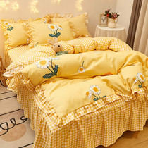 Sheets ins Nordic girl bed podium student dormitory single quilt single single piece quilt cover Summer 2 three sets