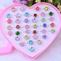 Crystal small ring girl girl Diamond princess jewelry Childrens toys Cute ring Aisha child gemstone