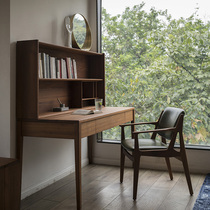 Basic single drawer desk Basic series Full solid wood black walnut (Teak) Yiyu home