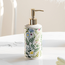 American Light Luxury in Flower Ceramics Hand Press Bottle Champoo Bath Dew Bottle Room