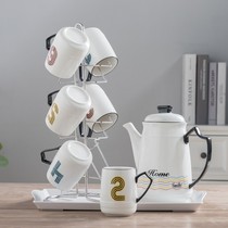 Nordic Water Glass Suit Digital Mug Home Office Water Cup Hot Water Cup Coffee Cup Wood Frame Stainless Steel Cup Holder