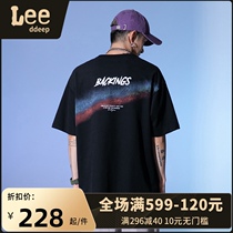Lee Ddeep tide brand short-sleeved T-shirt mens crew neck summer cotton loose half sleeve rainbow printing base shirt T-shirt