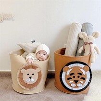 Wash ins childrens toy storage basket lion pattern can Korean felt dirty clothes basket baby debris storage box