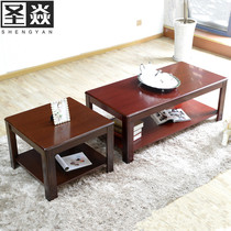 Modern imitation solid wood paint office tea table 1 2m rectangular double layer new Chinese reception side several table combined spot