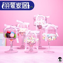 Glass candy jar with cover European-style crystal sugar box Home Wedding Candy Box Transparent Box Cute Glass Sugar Vat