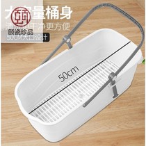 Thickened washing cotton mop bucket rectangular household plastic Jingbang large water storage portable cleaning flat mop bucket
