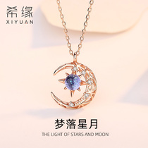 Star Moon necklace female sterling silver choker light luxury niche design sense pendant couple birthday gift 2021 New