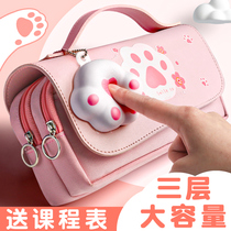 Net red portable pen bag primary school girl simple large capacity multifunctional stationery box 2020 new pop ins
