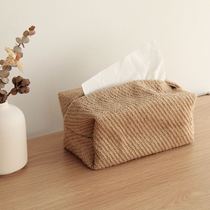 Fabric tissue box Japanese cotton linen simple homestay concave shape drawing Box storage bag creative home living room table