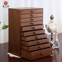 Jewelry box storage box Earrings necklace earrings Stud earrings Multi-layer net red jewelry box Ring watch collection box Solid wood