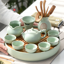 Ruyao Gongfu tea set Small set Household teapot Simple tea Sea water storage dry tea table Ceramic cover bowl Master cup