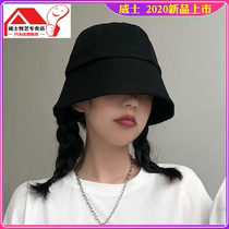  Solid color simple bell-shaped bucket hat female face cover flat top net red basin hat spring and summer thin sunscreen fisherman hat