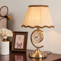 European desk lamp bedroom bedside lamp creative fashion with mute clock dimmable home living room bedside table lamp