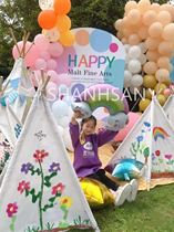 Childrens outdoor triangle tent game House baby painting graffiti diy photo trail Indian activity picnic