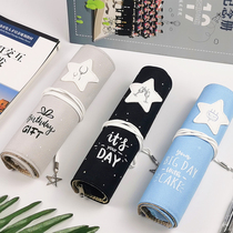 Simple Japanese and Korean pencil bags ins Japanese high-value dirty-resistant large-capacity middle school students junior high school students pen bags new popular Pen curtains high school mens and womens roll type niche roll pen bags