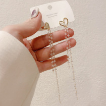 S925 silver needle long tassel crystal earrings temperament earrings Korean temperament net red earrings earrings