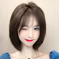 Wig female hair summer simulation full head set full real hair short hair suitable for round face collarbone natural real hair hairstyle
