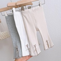 Summer girl butterfly bow sweet fork baby ice thread elastic horn pants wear pants