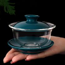 Ruihexiang glass cover bowl tea cup tea bowl large tea set Jingdezhen blue and white porcelain ceramic white porcelain kung fu Sancha Bowl