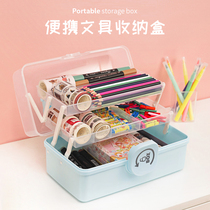 Stationery storage box portable art students multi-function painting box students children marker tape desktop shelf