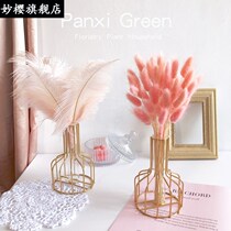 Feather decoration flower arrangement ornaments pink net red home soft vase Reed dried flower light luxury dressing table furnishings I