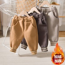 Baby winter plus velvet padded pants boys and girls childrens clothing autumn Korean sports casual pants tide 1-2-3 years old 4