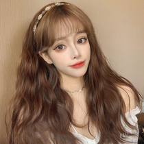 Wig Female long hair u-shaped half hair set Female simulation human hair Water ripple curly hair Lazy one-piece hair band full headgear