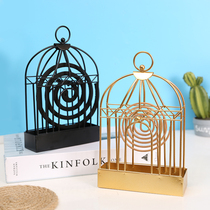 Iron Art Bird Cage Mosquito-Repellent Incense Shelf Trays Creativity Nordic Bracket Home Pan Aroma Sandalwood Fire Smoked Aroma Pick Up Grey Dish