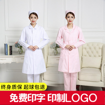 Nurse overalls female baby collar suit collar White pink coat Long-sleeved short-sleeved pharmacy beauty round neck suit