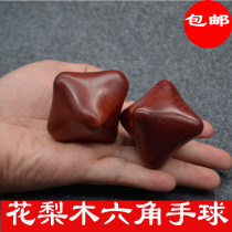 Flower Pear Wood Massage Handball Hexagonal Health Ball Massage Balls Seniors Hands Play Ball Massagers Handball Pair