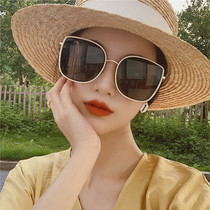 2021 new white frame gm sunglasses womens high-end sense sunglasses summer seaside round face tide anti-uv net red