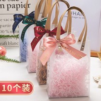 Transparent handbag high-grade gift bag with hand gift packaging wedding candy bag wedding candy box empty box ins Wind