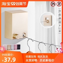 Invisible shrink clothesline indoor non-perforated telescopic drying rack bathroom toilet drying artifact cold clothes