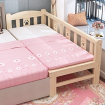 Crib splicing bed solid wood childrens bed with guardrail side bed widening newborn with guardrail small bed baby bed