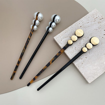 Pearl acetic acid one-character hairpin female Korean style 2021 New Net red Hanfu hairpin simple ancient style hair hair accessories