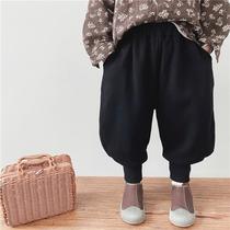 South Korean childrens clothing 2021 autumn and winter children casual loose light cage pants long pants Korean version boy girl baby boomer pants