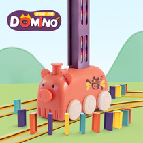Douyin same electric Domino small Train 3 years old 5 childrens educational toys building blocks automatically put boys