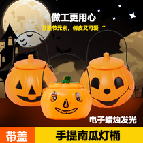 Halloween Pumpkin Lantern Toys Handheld Lantern Pumpkin Bucket Skull Lantern Candy Jar Children Show Props